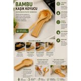 Keyfi Sepet Bambu Kaşık Koyucu Kaşıklık Ahşap Kaşık Altlığı Mutfak Tezgah Düzenleyici