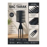Keyfi Sepet Çift Taraflı Saç Tarağı Afro Tarak Hacim Verici Geniş ve Sık Dişli Profesyonel Saç Şekillendirici