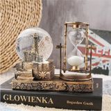 Keyfim Shop İsme Özel Işıklı Eyfel Kulesi Kar Küresi ve Kum Saati Dekoratif Biblo 14x16x9 cm - --