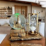 Keyfim Shop Isme Özel Işıklı Paris Eyfel Kulesi Kar Küresi ve Kum Saati Masaüstü Dekoru – Vintage Dekoratif Biblo, Ofis ve Ev Hediyelik