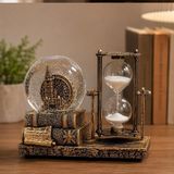 Keyfim Shop Kişiye Özel Dekoratif Big Ben Saat Kulesi Temalı Kar Küresi ve Kum Saati – Vintage Tasarım Hediyelik Masa Dekoru