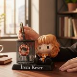 Keyfim Shop Kişiye Özel Hermione Temalı Kalemlik ve Masaüstü Organizer – Isim Yazılı Sevimli Figürlü Kalem Tutucu - --