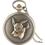 Keyfim Shop Kişiye Özel Köstekli Cep Saati Ouartz Pikachu Tasarımlı Zincirli Cep Saati