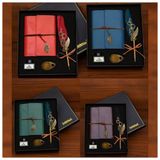 Keyfim Shop Kişiye Özel Mor Renk Divit Hokka Defter ve Tüylü Kalem Seti - Yeşil