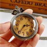 Keyfim Shop Kişiye Özel Retro Cam Kapaklı Krom Kaplama Quartz Köstekli Cep Saati