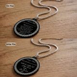 Keyf'ince Shopping Ayet-El Kürsi ve Nazar Duası Çift Taraflı Dikiz Aynası Süsü - Premium Piano Black Pleksi Klipsli Zincirli Araç Aksesuarı - Siyah-1