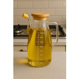 keyfisepet en keyifli sepet 1000 ml Cam Yağdanlık – Isıya Dayanıklı Kapaklı & Ölçü Çizgili Şık Yağ Şişesi (Zeytinyağı/Sos/Sirke)