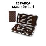 keyfisepet en keyifli sepet 12 Parça Tırnak Bakım Seti – Paslanmaz Çelik Manikür Pedikür Seti – Deri Kılıf Çantalı