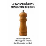 keyfisepet en keyifli sepet Ahşap Gövdeli Karabiber ve Tuz Öğütücü Değirmen – Manuel Baharatlık 16 CM
