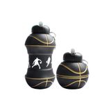 keyfisepet en keyifli sepet Siyah Basketbol Temalı Katlanabilir Silikon Matara - Spor ve Günlük Kullanım İçin Şık Tasarım