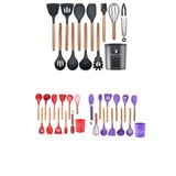 keyfisepet en keyifli sepet Slikon 11'li Kepçe Seti Isıya Dayanıklı; Kepçe-çırpıcı-makarna Kepçesi- Spatula Standlı Servis Seti