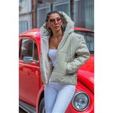 Keyifli Moda Kadın Bej Su Geçirmez Kapüşonlu Şişme Mont - 42