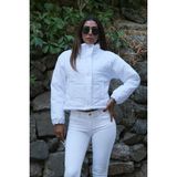Keyifli Moda Kadın Beyaz Dik Yaka Çıtçıtlı Fermuarlı Kısa Şişme Mont - 42