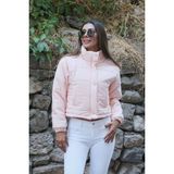 Keyifli Moda Kadın Pudra Dik Yaka Çıtçıtlı Fermuarlı Kısa Şişme Mont - 38