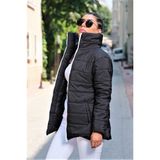 Keyifli Moda Kadın Siyah Dik Yaka Su Geçirmez Uzun Şişme Mont - 38