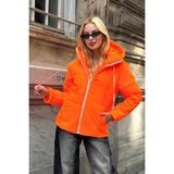 Keyifli Moda Neon Turuncu Su Geçirmez Kapüşonlu Şişme Mont - 36