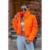 Keyifli Moda Turuncu Dik Yaka Su Geçirmez Kısa Şişme Mont