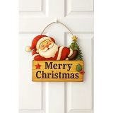 Keyifli Noel Baba Yılbaşı Ahşap Kapı Süsü Noel Kapı Süsü, Yılbaşı Süsü Yılbaşı Temalı Hediyeler (25-20 cm)