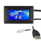KEYNICE Dijital Termometre, Sıcaklık Sensörü USB Güç Kaynağı, Fahrenheit Derece ve Santigrat Derecesi Renkli LCD Ekran, Yüksek Hassasiyet-Siyah
