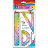 Keyroad 20 cm Kırılmaz Esnek Silikonlu Cetvel Takımı 3'lü Gökkuşağı Desenli Renkli Set