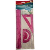 Keyroad Cetvel Takımı Kırılmaz Esnek Silikonlu Kırılmaz 3'lü Pembe 1 Paket Cetvel Seti Keyroad Dawing - Standart
