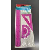 Keyroad Esnek Drawing Set 3lü Çizim Seti 30CM Cetvel + 60° Açıölçer + 180° Iletki Pembe Okul Gereçleri