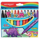 Keyroad Jumbo Keçeli Kalem 12'li Dayanıklı ve Parlak Renkler ile 5.00 mm Uçlu