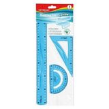 Keyroad Silikon Kırılmaz Cetvel Çizim Seti 3 Lü mavi renk - 10M-Mavi