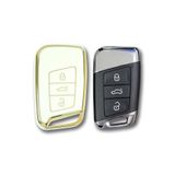 KeyRoN Volkswagen Passat B8,skoda Oktavia Vb.nano Silikon Kumanda Kılıfı Beyaz SARI ANAHTARSIZ MODEL