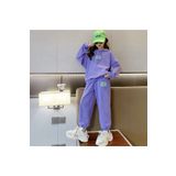 Keywest Kız Çocuk Lila "B" Baskılı Oversize Penye Kız Çocuk Sweatshirt Eşofman Takım