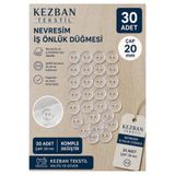 Kezban Tekstil Nevresim Düğmesi Şeffaf Düğme çapı 20 mm -30 Adet