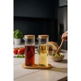Kezze Trend Cam Yağdanlık Seti 2'li - Bambu Detaylı Modern Mutfakların Favorisi