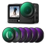 K&F CONCEPT 6'lı HD Filtre Kiti DJI Osmo Action 6, CPL ND8 ND16 ND32 ND64 Siyah Difüzyon 1/4 ile Uyumlu - Çok Katmanlı HD Nano Cam Işık Azaltma Polarizasyon Filtresi