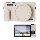 K&F Concept Canon G7X Mark III Uyumlu Silikon Kılıf ve Ekran Koruyucu Krem