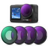 K&F Concept ND filtre setleri, 4'lü paket CPL, ND8, ND16, ND32 filtre, DJI Osmo Action 5 PRO/Action 4 ile uyumlu, polarize edici nötr yoğunluk HD cam