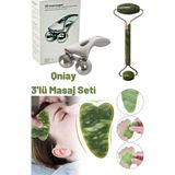 KFC Home 3lü Masaj Seti Yeşil Yeşim Taşı|3d Masaj Aleti|gua Sha Kaz Ayağı Cilt Masaj Bakım