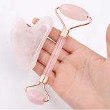 KFC Home Pembe Kuvars Gua Sha Taşı Masaj Aleti ve Face Roller 2'li Set