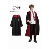 Kg Harry Potter Premium Kostüm Seti Cübbe Asa Gözlük Seti Gryffindor Slytherin Hufflepuff Kırmızı