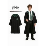 Kg Harry Potter Premium Kostüm Seti Cübbe - Asa - Gözlük Slytherin Yeşil