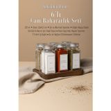 KHAKMA Ahşap Dörtgen Standlı 6'lı Cam Baharatlık Seti | 120 ml | Gümüş Kapak Beyaz Etiket | Minimal Tasarım