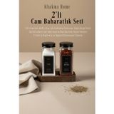 KHAKMA Ahşap Standlı 2'li Cam Baharatlık Seti Tuzluk Biberlik | 120 ml | Siyah Kapak ve Siyah Etiketli