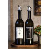 KHAKMA Ahşap Stantlı Amber 2'li 750 ML Zeytinyağı Sıvıyağ Şişesi YAĞDANLIK 750 SB STANTLI