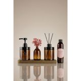 Khakma Ahşap Stantlı Amber Cam Sabunluk, Diffuser, Oda Kokusu Ve Mini Vazolu Dekoratif Banyo Seti 220 Ml