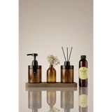 KHAKMA Ahşap Stantlı Amber Cam Sabunluk, Diffuser, Oda Kokusu ve Vazolu Dekoratif Banyo Seti 220 ml