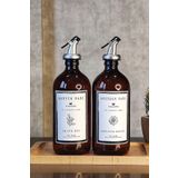 KHAKMA Ahşap Stantlı Amber Zeytinyağı Sıvıyağ Şişesi yağdanlık 500 ML 500T BB ZA ST