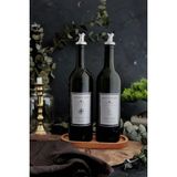 Khakma Ahşap Stantlı Gümüş Tasarım Amber 2'li 750 ml Zeytinyağı Sıvıyağ Şişesi Yağdanlık Yağlık