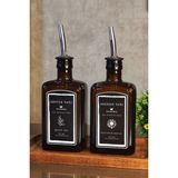 Khakma Ahşap Stantlı Zeytinyağ Sıvıyağ Sirke Şişesi Queen Yağdanlık 2li Set C Siyah 300 ml 4ccsetszya - Amber