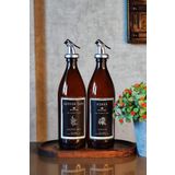 KHAKMA Amber 2'li 500 ml Zeytinyağı Sirke Şişesi Yağdanlık Yağlık 500u-SZ-SS