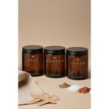 KHAKMA Amber Cam Baharatlık Seti - Salt, Pepper, Other Yazılı – 3'lü Set / 250 ml