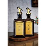Khakma Amber Gold Zeytinyağı Sirke Şişesi Yağlık Yağdanlık 2'li Set